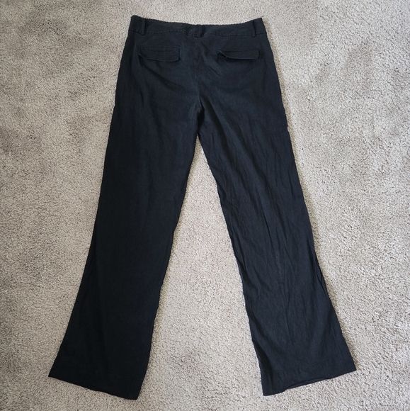 THEORY 62% Linen Blend Black  Pants Mid Rise Wide Leg Trousers Size 10 - Picture 5 of 16